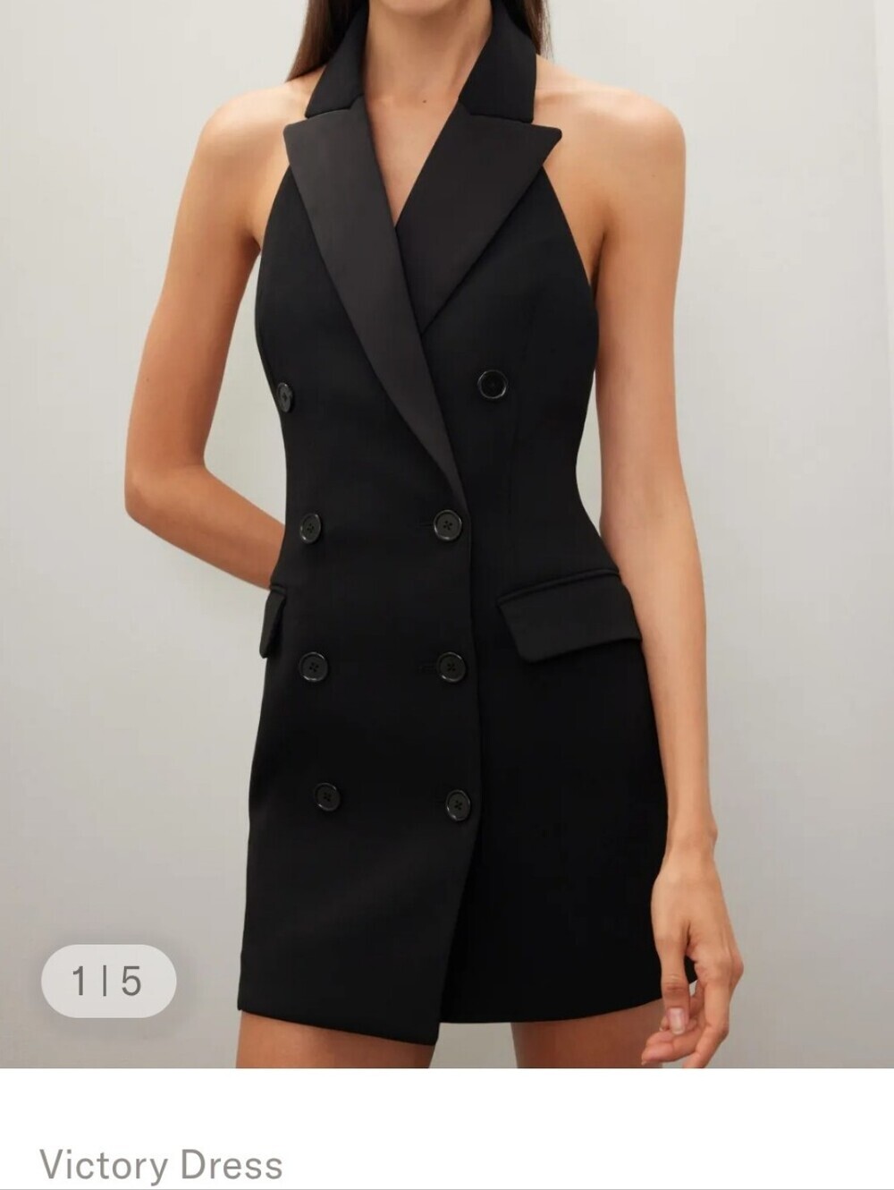 Ronny Kobo Black Double-Breasted Halter Dress Backless Designer Cocktail Chic Sm